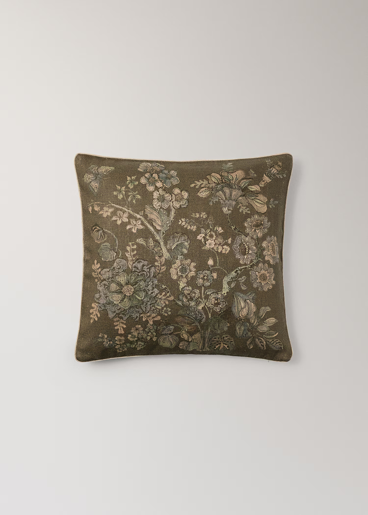Linen floral-print cushion cover 50x50 cm | Mango (US/MX/AU)