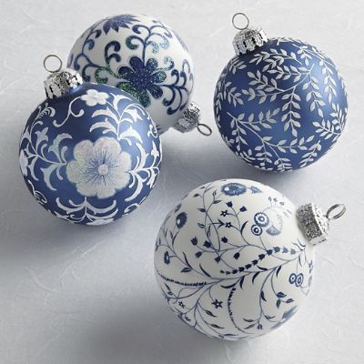 Chinoiserie Matte Glass Ornaments, Set of Four | Frontgate | Frontgate