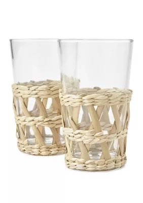 Home Essentials & Beyond Rattan Wrap 16 Ounce Highball Glasses - Set of 2 | Belk