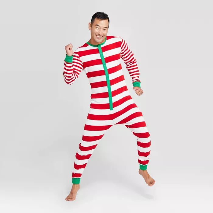 Men's Striped Holiday Union Suit - Wondershop™ Red | Target