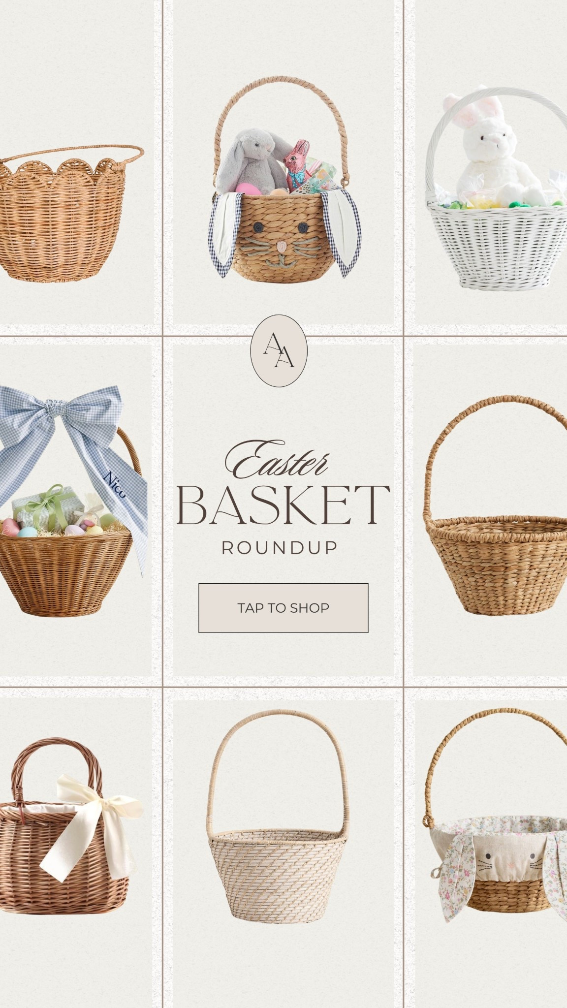 Easter basket roundup— all woven basket from Amazon, Pottery Barn, Crate & Kids, etc! Pottery Barn also has lots of cute liners or bows that you can add to your basket which adds a sweet touch to the woven baskets!  Or I also linked some name tags from Etsy that you could tie on with a bow! 

#LTKspring #LTKKids #LTKSeasonal