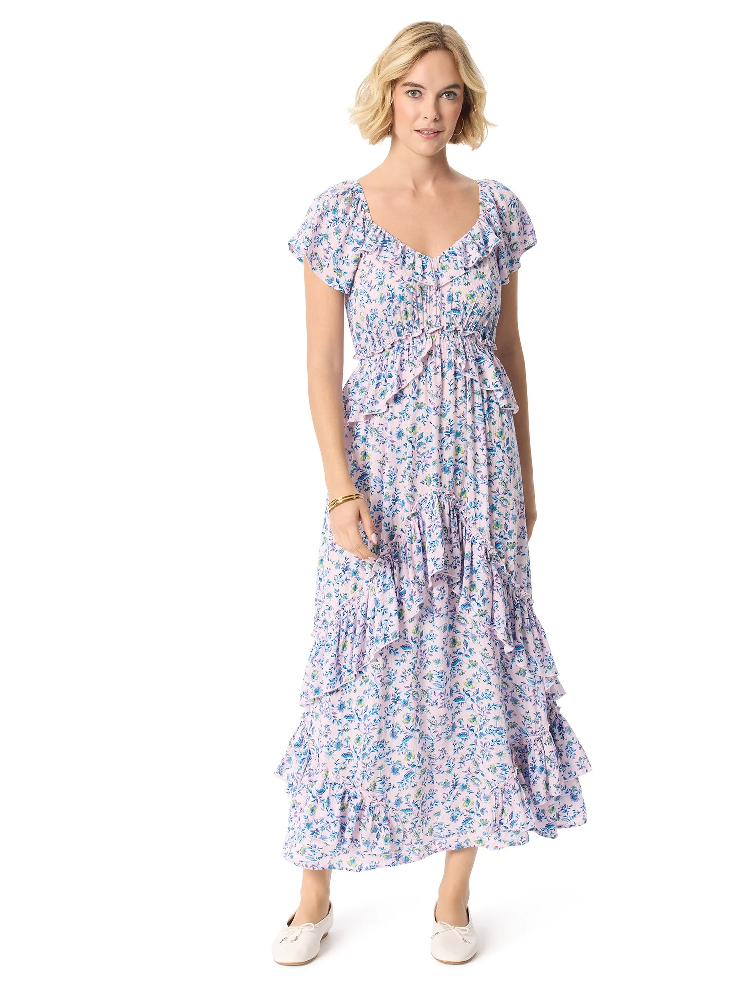 Jessica Simpson Women's Ember Maxi Ruffle Dress, Sizes XS-XL | Walmart (US)