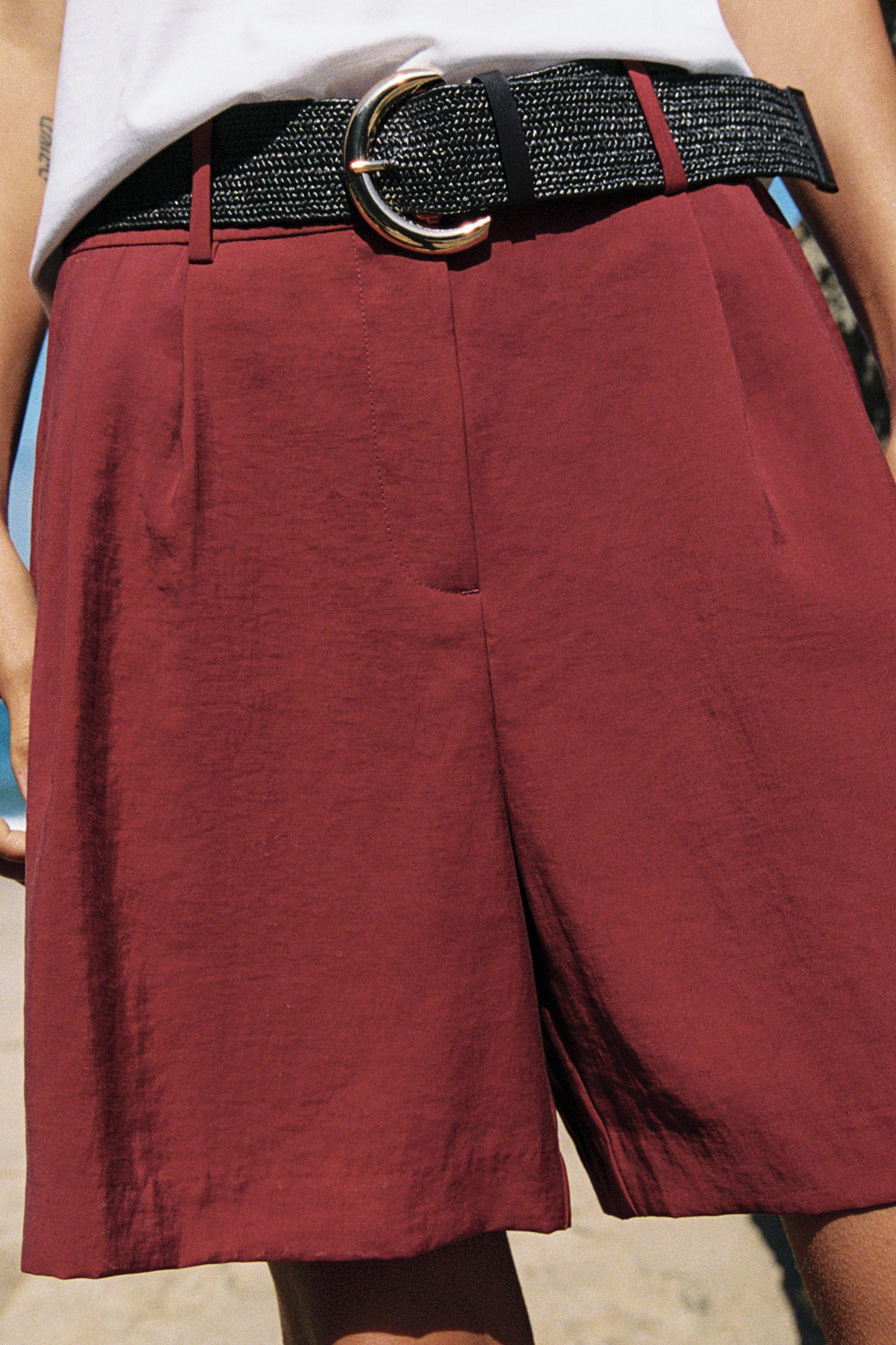 PLEATED BELTED SHORTS | Zara Canada