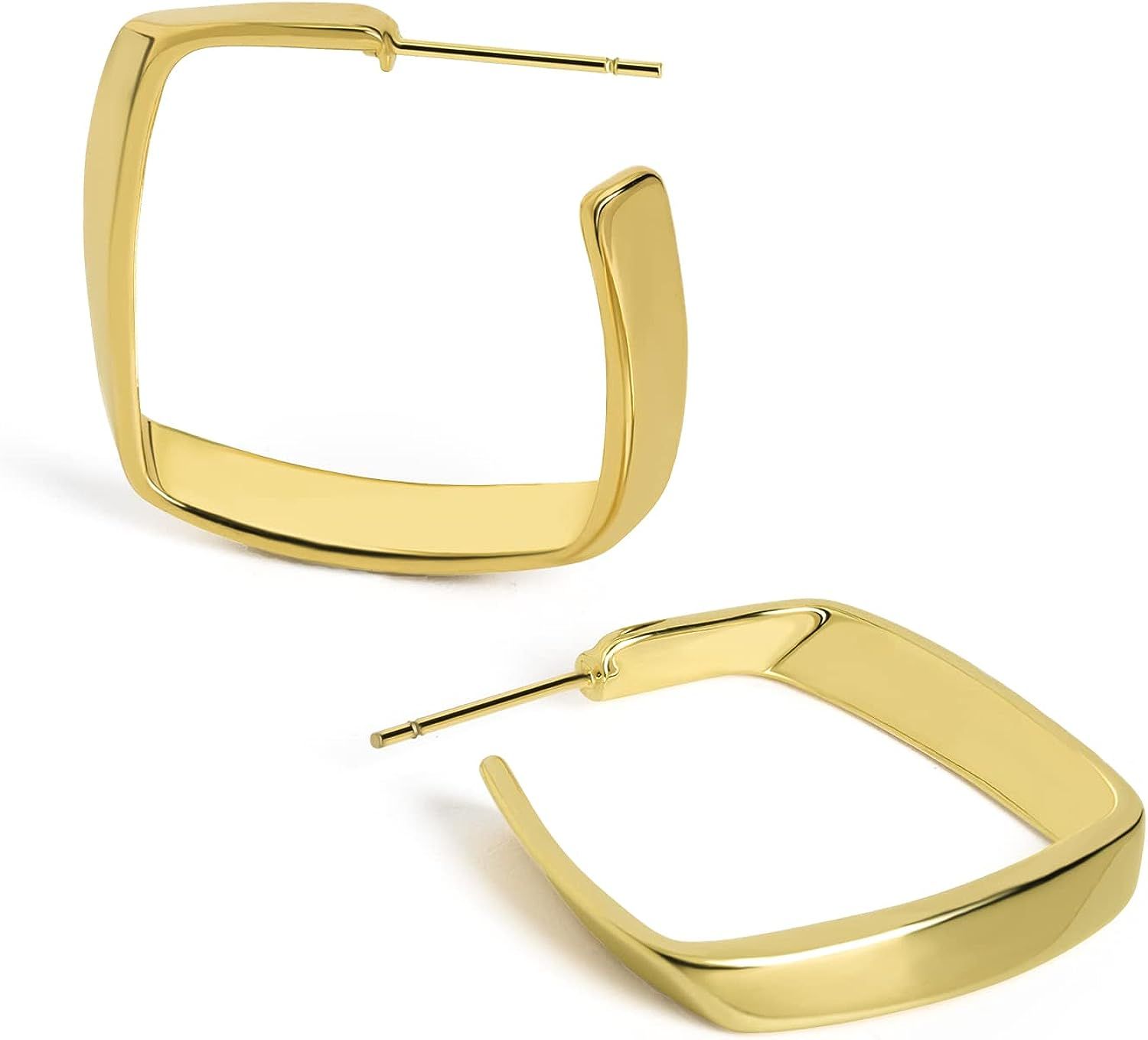 AretNayn 14 Karat Gold Hoop Earrings Gold Colored Open Earirngs for Womens Square Simple Hoop Jew... | Amazon (US)
