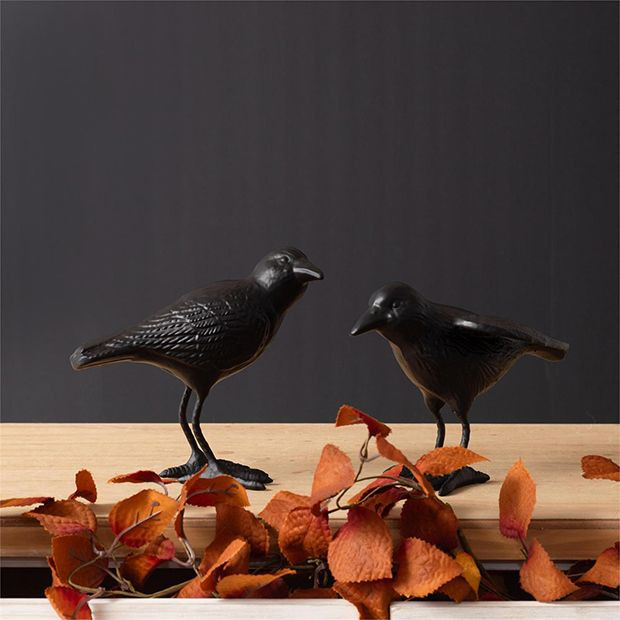 Metal Crow Figurine Set of 2 | Antique Farm House