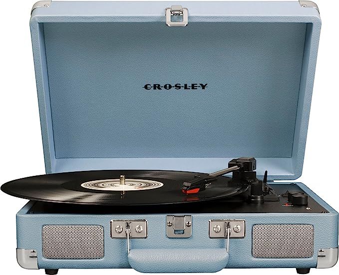 Crosley CR8005D-TN Cruiser Deluxe Vintage 3-Speed Bluetooth Suitcase Turntable, Tourmaline | Amazon (US)