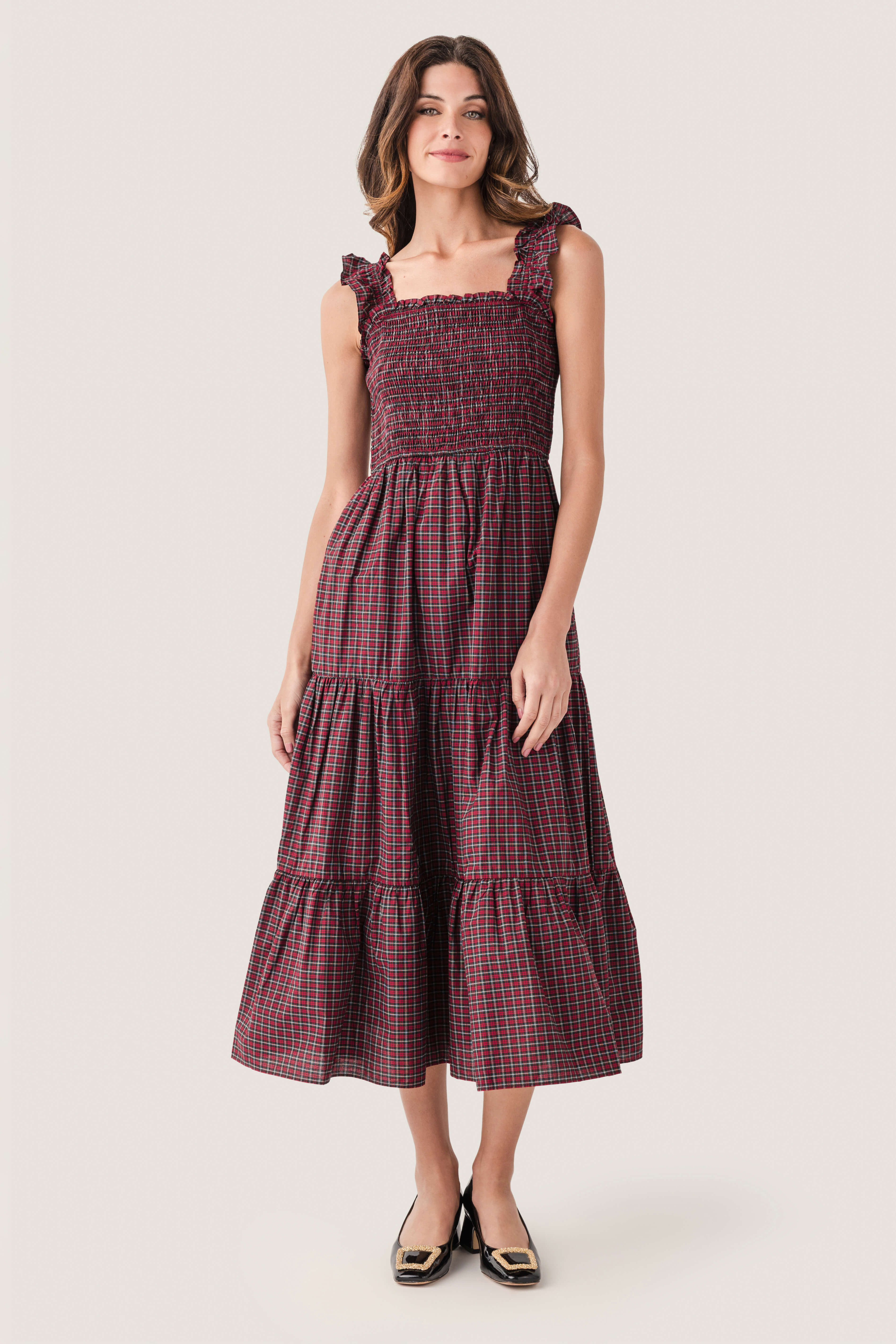 Wishlist Tartan Smocked Midi Dress | Social Threads