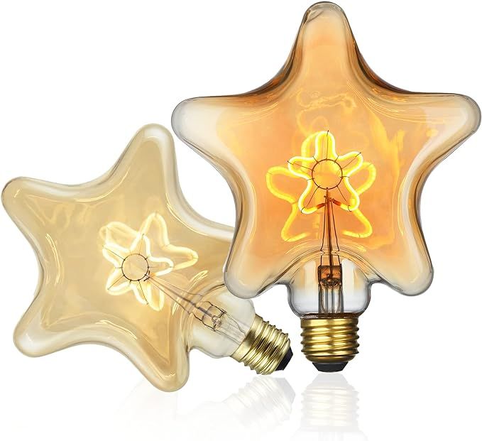 Decorative Edison Light Bulb,LED Star Shapes Lights Amber Color,4w=40w,2200k Warm White, Dimmable... | Amazon (US)