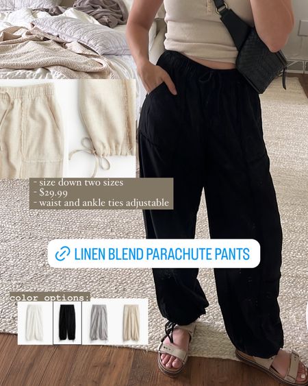 linen parachute pants , parachute pants , comfy mom outfits , mom style , mom outfits , neutral mom style , neutral outfit ideas

#LTKstyletip #LTKfindsunder50