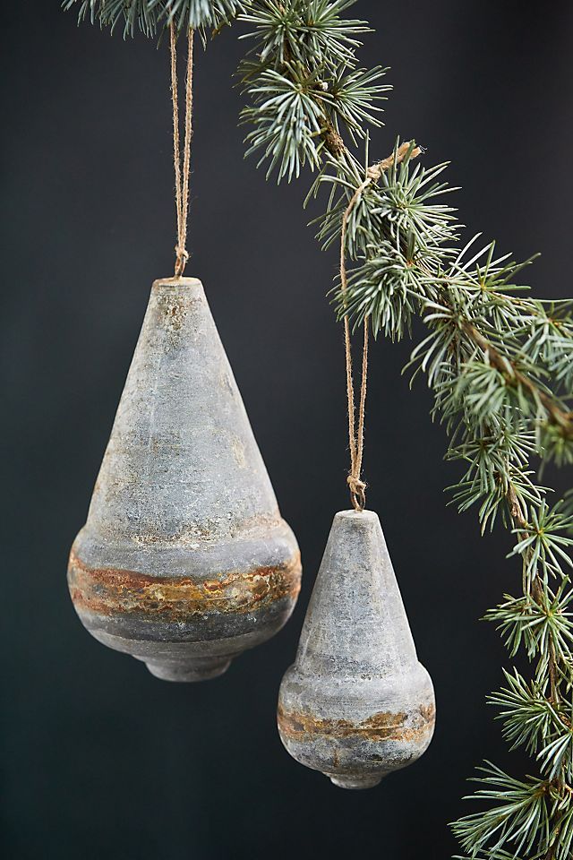 Weathered Cone Finial Ornaments, Set of 2 | Anthropologie (US)