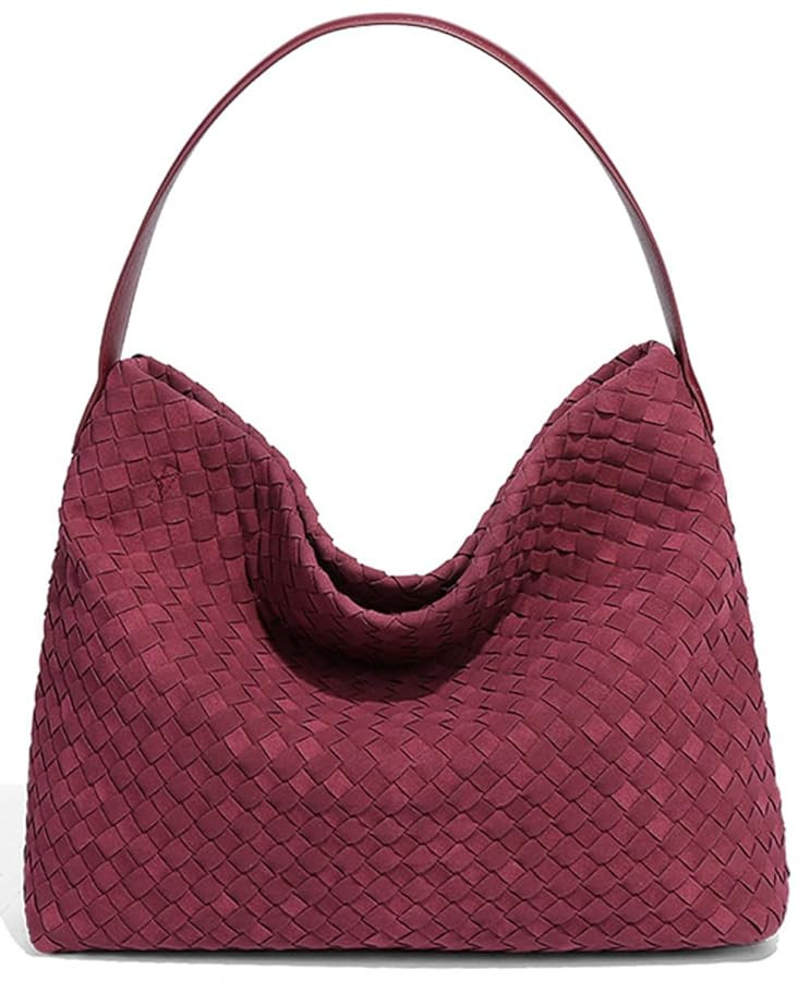 Women's Woven Shoulder Bag Handbags PU Leather Tote Bag Top-handle Shoulder Bag Soft Vegan Undera... | Amazon (US)