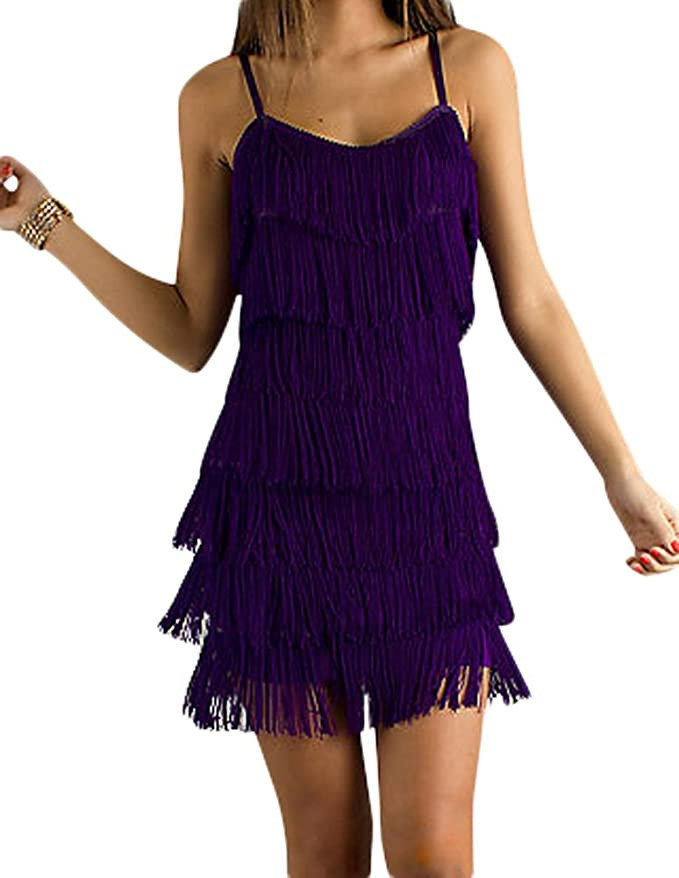 CHERYL CREATIONS Women's Short All-Over Fringe Flapper Sleeveless Comfortable Day/Night Mini Dres... | Amazon (US)