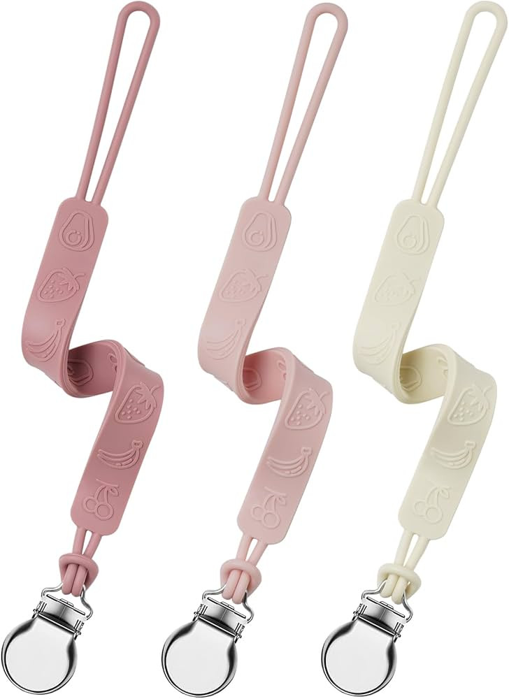 Silicone Pacifier Clip, Seposeve Pack of 3 Baby Pacifier Teether Clip with 4 Texture, Soft Flexib... | Amazon (US)