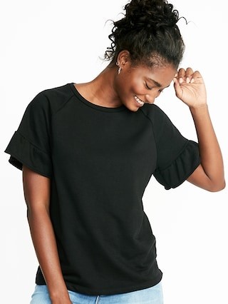 French Terry Ruffle-Sleeve Sweatshirt for Women | Old Navy US