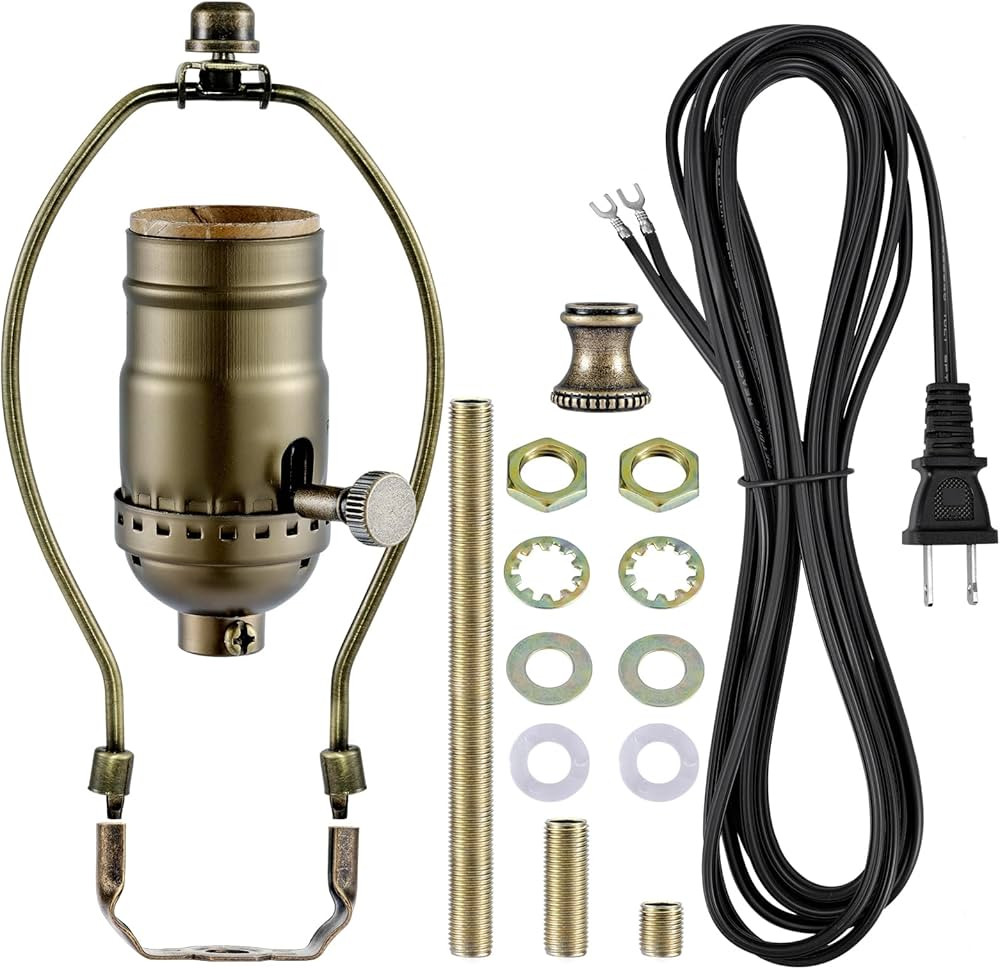 Lamp Rewire Kit,Make a Lamp or Repair Kit,3-Way Lamp Socket with Matching Cord Lamp Harp Set,Lamp... | Amazon (US)