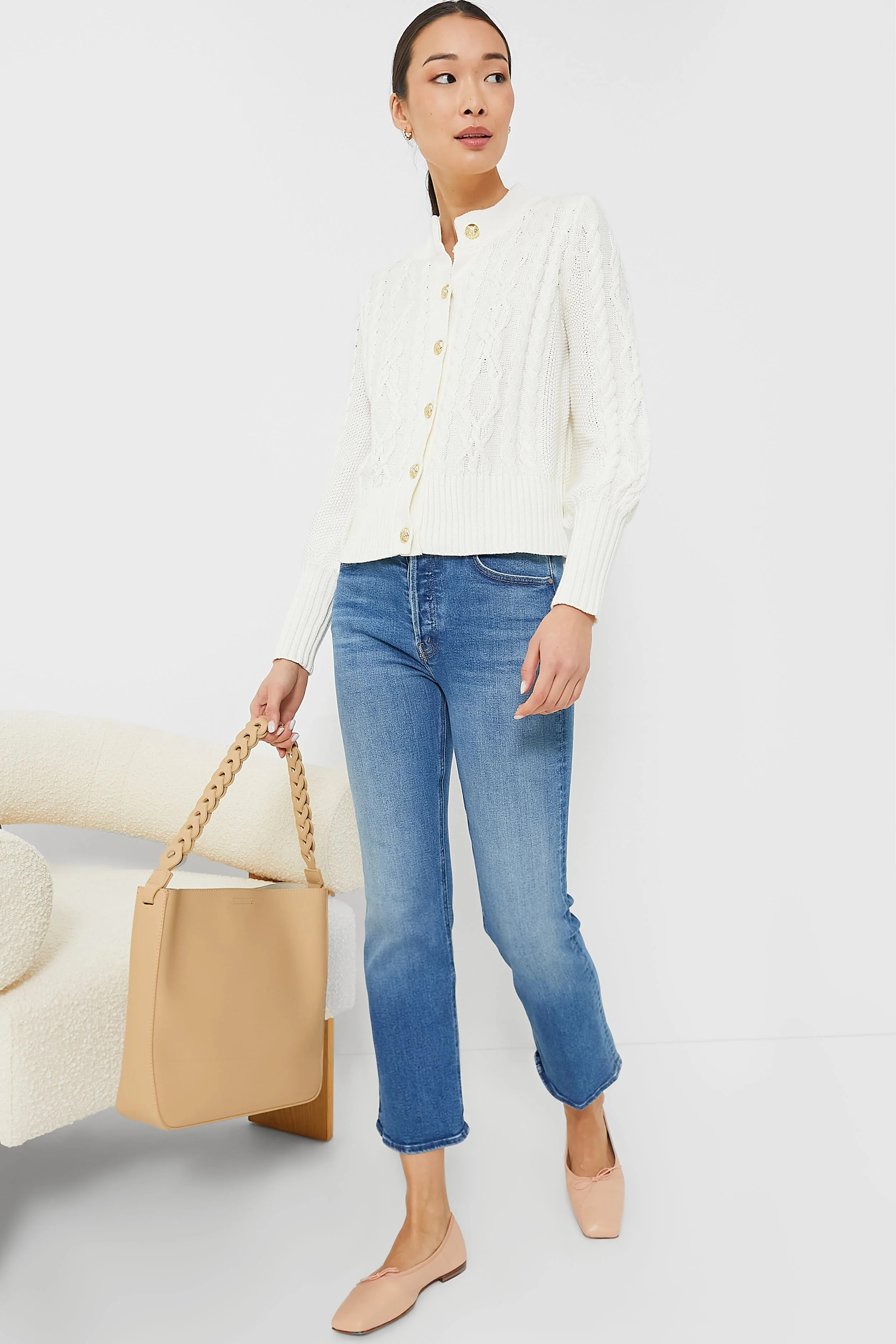 Ivory Cotton Colette Cardigan | Tuckernuck (US)