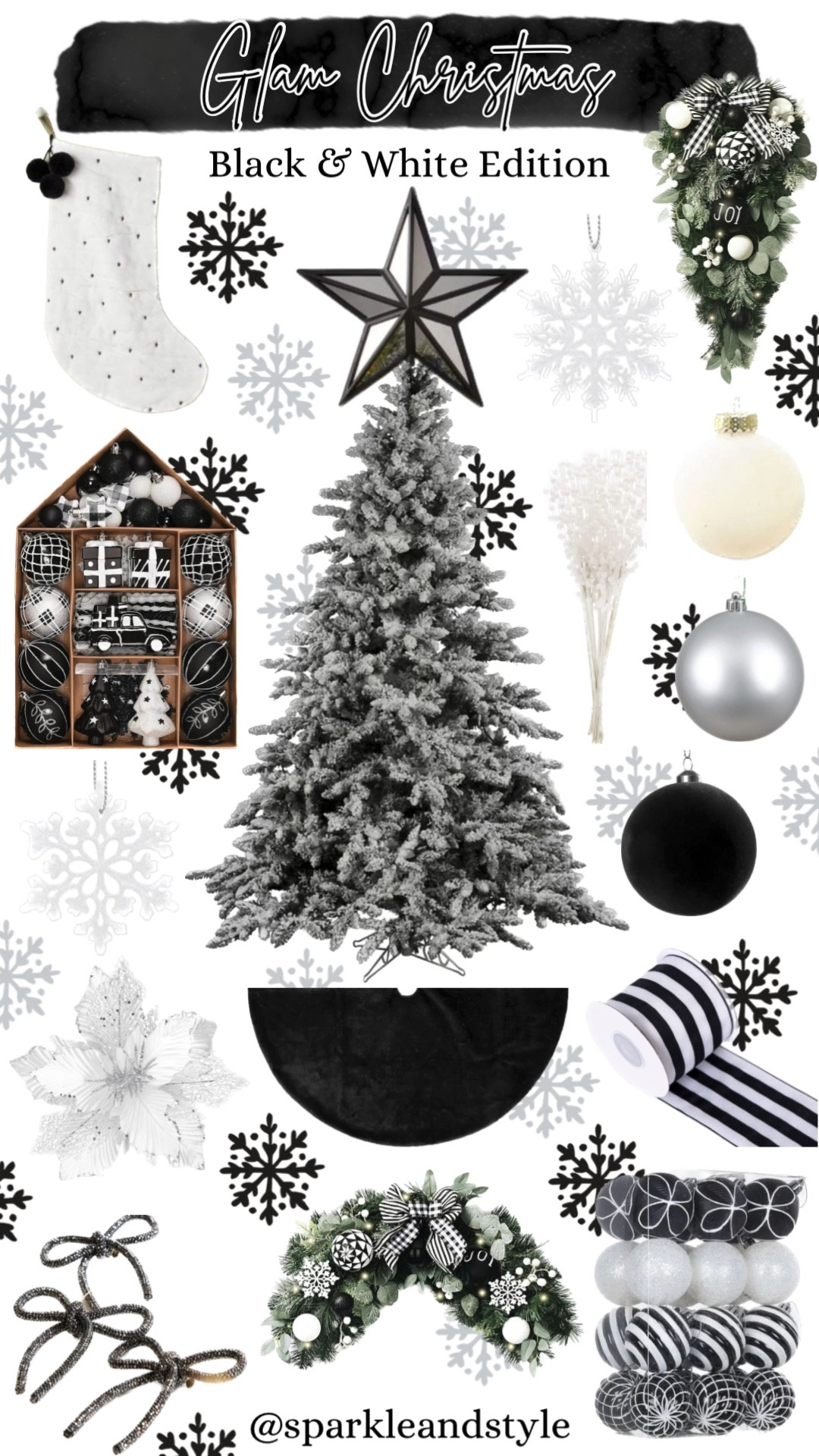 Glam Christmas: Black & White 🖤🤍

Christmas decor, Christmas tree, Christmas ornaments, Christmas ribbon, Christmas tree skirt, christmas stocking, Christmas wreath, Christmas tree topper, Christmas stocking holder, black and white Christmas decor, black and white Christmas ornaments, velvet Christmas ornaments, black and white Christmas tree ornaments, black velvet Christmas tree skirt, black mirror christmas tree topper, black and white Christmas stocking, striped black and white ribbon, black and white Christmas garland,  black bow rhinestone ornaments, white poinsettia, white snowflake ornaments, silver Christmas ornaments, home interior, home decor, home accessories, home decoration, glam Christmas decor, girly girl Christmas, Luxe Christmas, elegant Christmas, classy Christmas, Christmas tree decorations, Christmas decorations

#LTKSeasonal #LTKhome #LTKHoliday