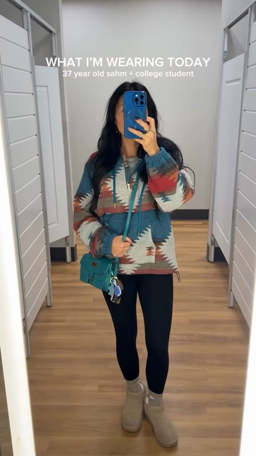 What I’m wearing as a 37 year old teenager, sahm and college student. 🤣 I basically live in leggings and comfy pants during the winter time. Comfort over everything! My whole fit is linked on my LTK, check my stories or comment for the link. 🙃