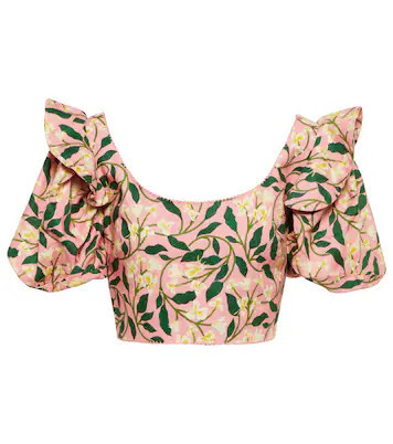 Nova dos Gardenias Rosa linen crop top | Mytheresa (US/CA)