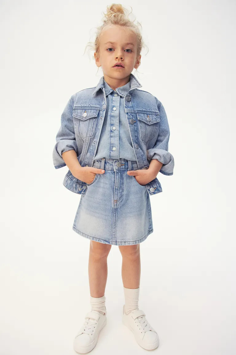 Denim Jacket - Long sleeve - Regular length - Light denim blue - Kids | H&M US | H&M (US + CA)