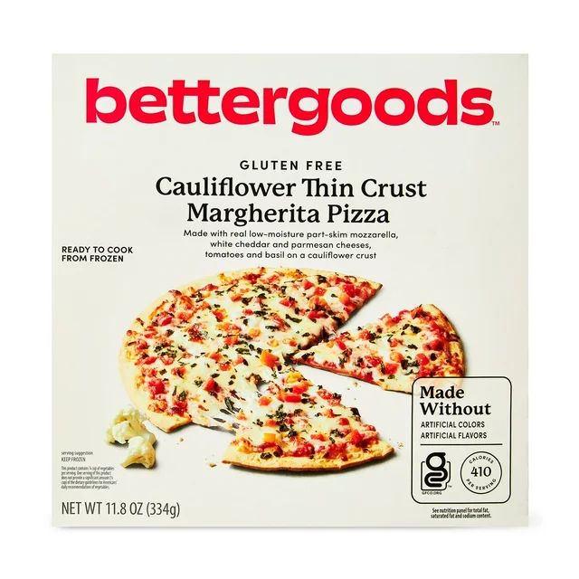 bettergoods Gluten-Free Cauliflower Thin Crust Margherita Pizza, 11.8 oz (Frozen) | Walmart (US)