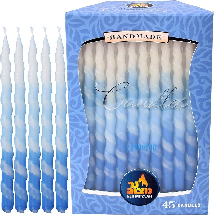 Dripless Chanukah Candles Standard Size - Spiral Ombre Blue & White Hanukkah Candles Fits Most Me... | Amazon (US)