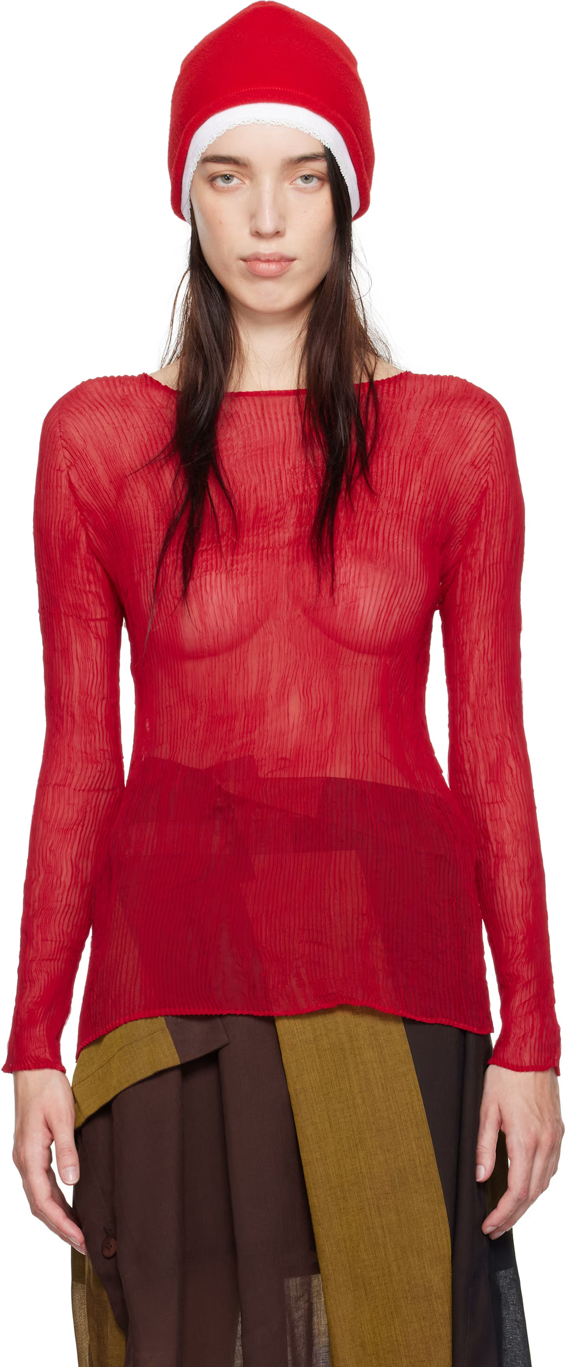 Red Chiffon Twist 2 T-shirt | SSENSE