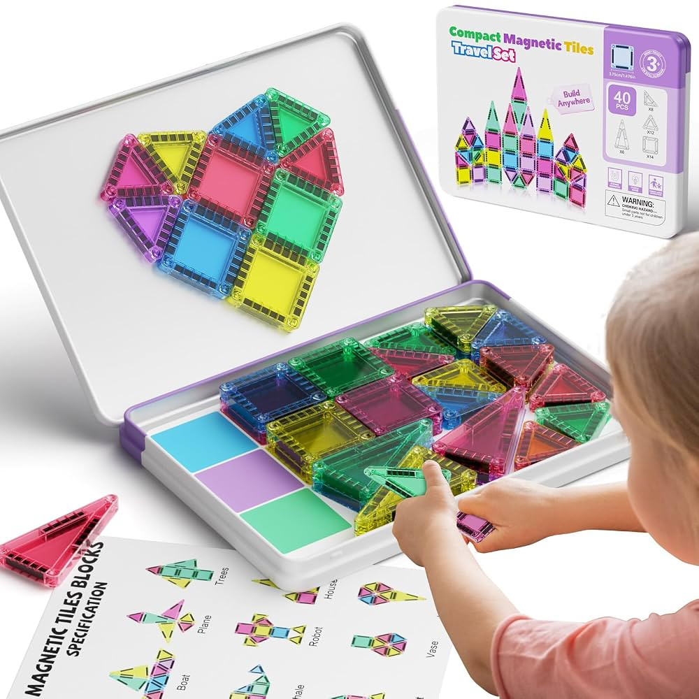 Mini Magnetic Tiles for Kids,Magnetic Building Blocks,Magnet Tiles Travel Construction Set with S... | Amazon (CA)