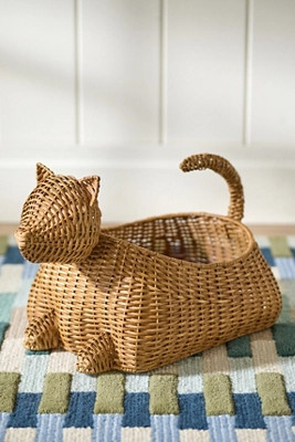 Cat Woven Wicker Basket | Anthropologie (US)