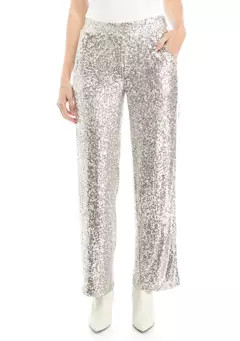 cable & gauge Women's Sequin Trouser Pants | Belk