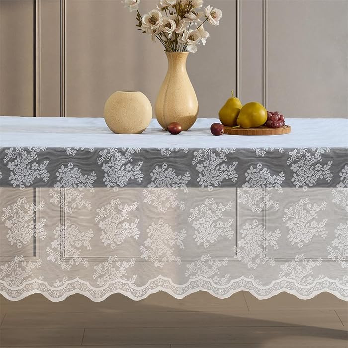 HLC.ME Jolene Floral Lace Tablecloth, Lace Fabric Table Cloth for Rectangle Tables, Wrinkle Resis... | Amazon (US)