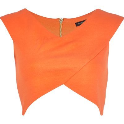 Orange wrap crop top | River Island (US)