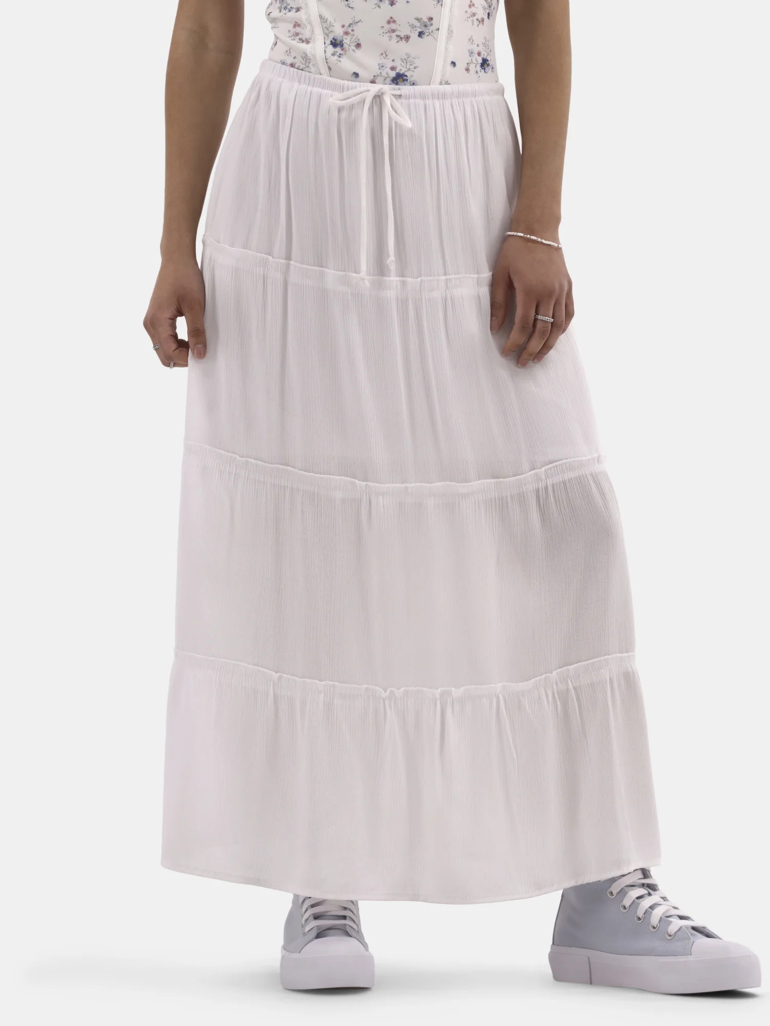 No Boundaries Tiered Maxi Skirt, Women's and Women's Plus | Walmart (US)