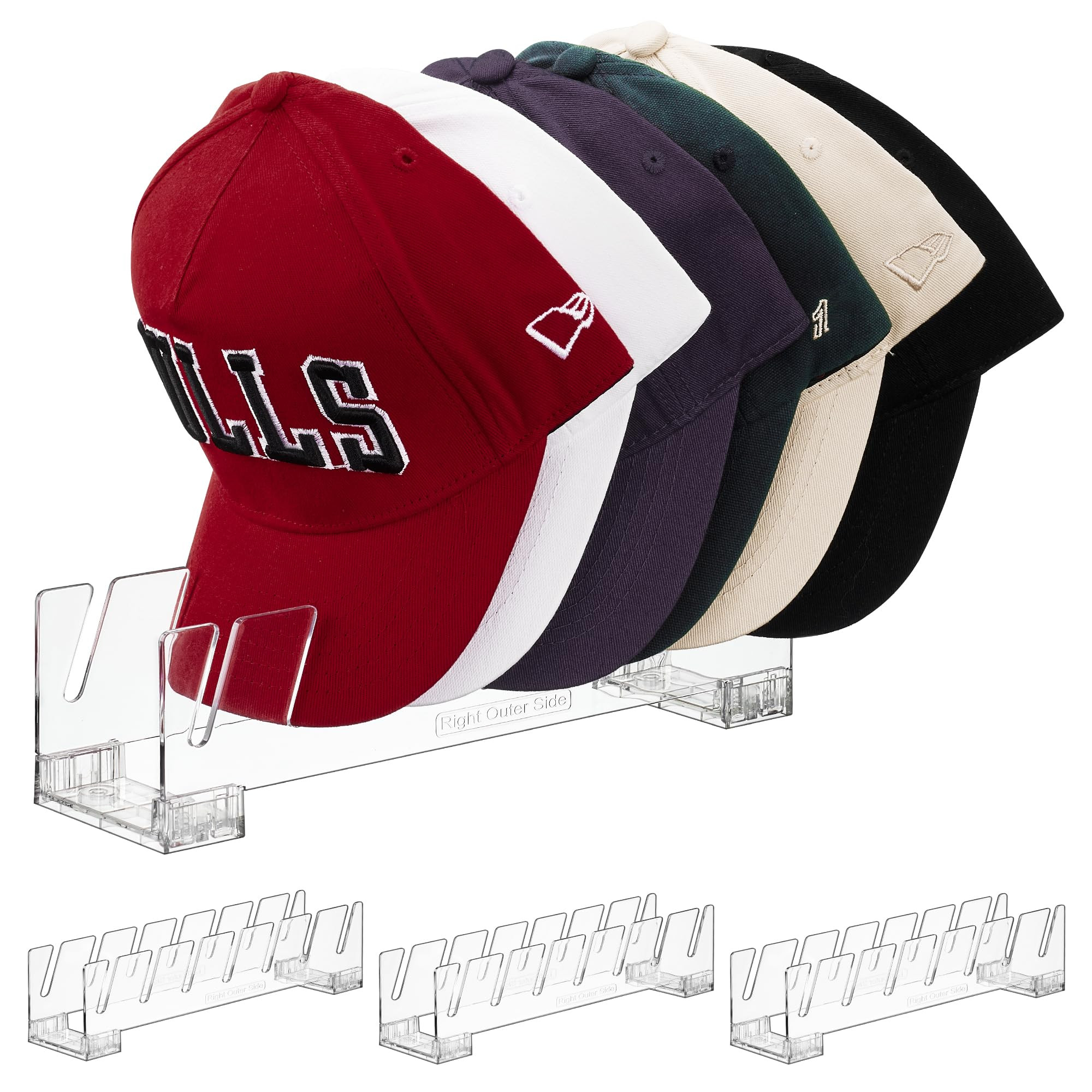 Vtopmart 4 Pack Hat Organizer Holder for Baseball Caps Storage, Clear Hats Display Stand Holds Up... | Amazon (US)