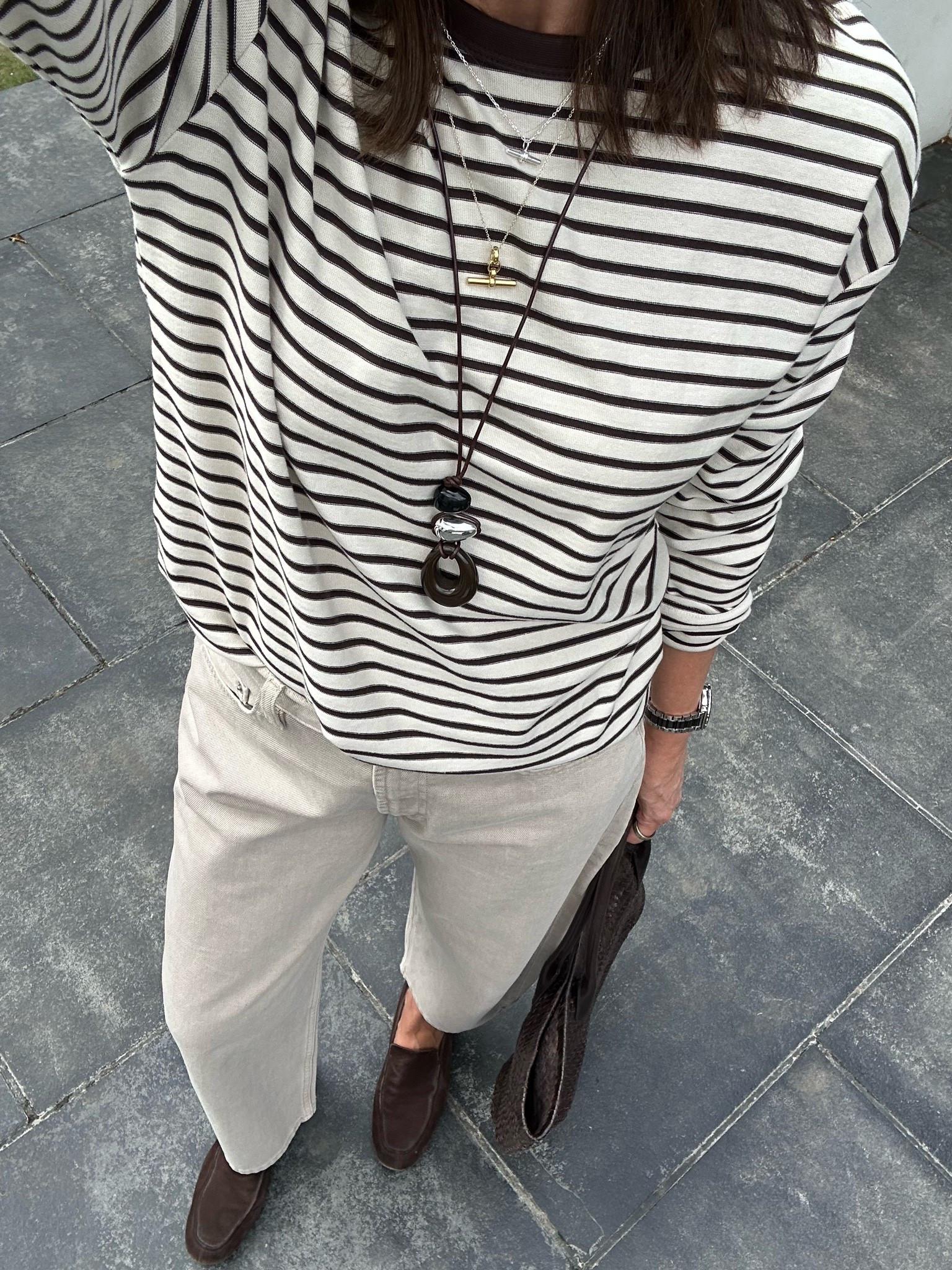 Simple OOTD  - some autumn tones coming in and the return of last year’s loafers 🤎

I wear a medium top and 12 SHORT jeans.
(Product image is blue but all colours are linked) x

#LTKautumn #LTKover50style #LTKstyletip
