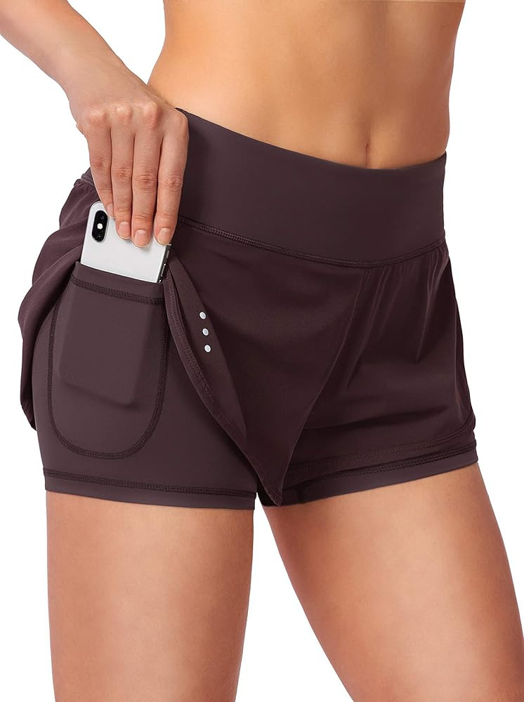 Women's 2 in 1 Running Shorts High Waisted Spandex Shorts Gym Yoga Workout Athletic Shorts for Wo... | Amazon (US)