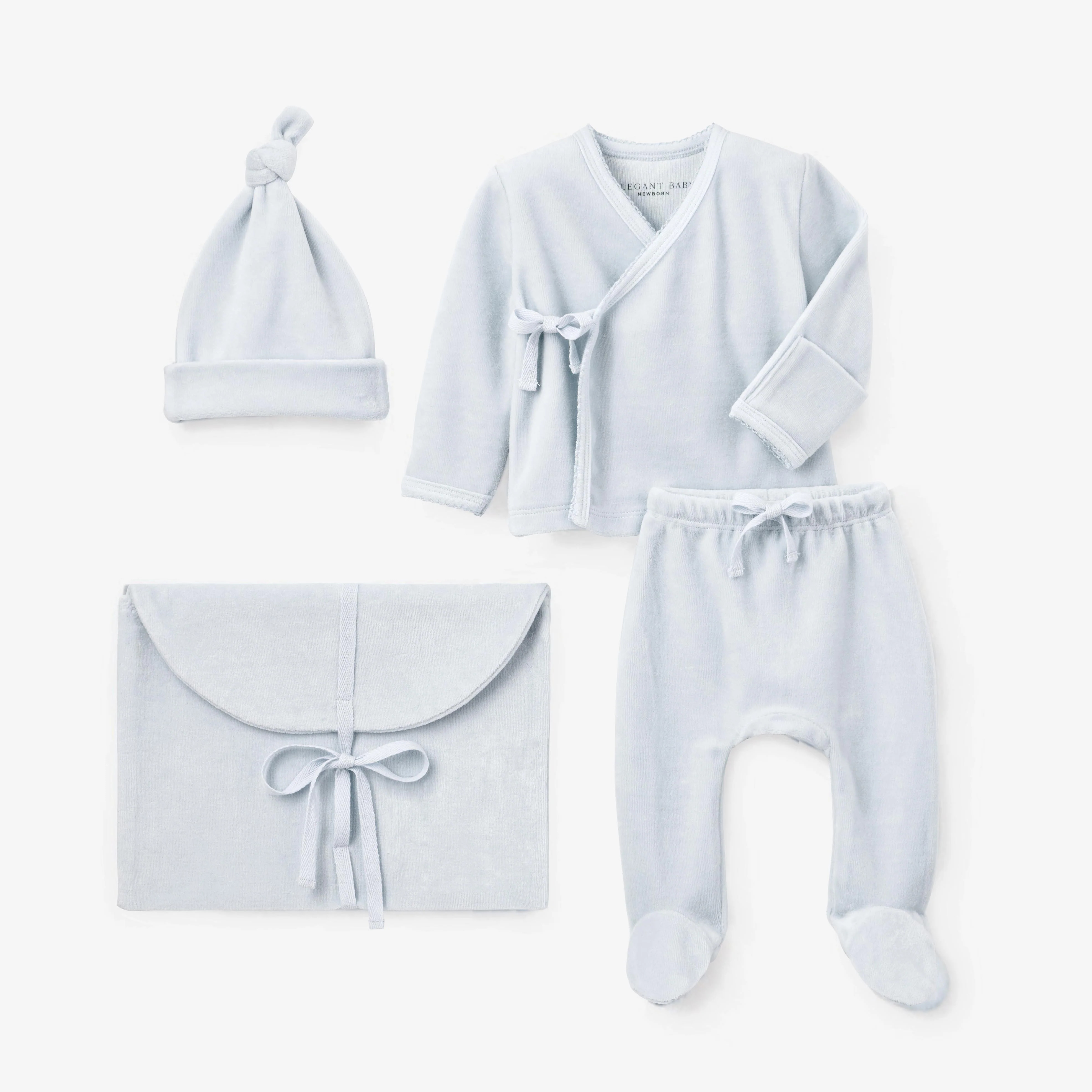 Pale Blue Velour Layette Set | Elegant Baby