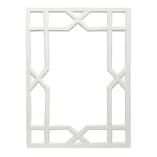 Worlds Away Glossy White Lacquer Wall Mirror Vero | Bellacor | Bellacor