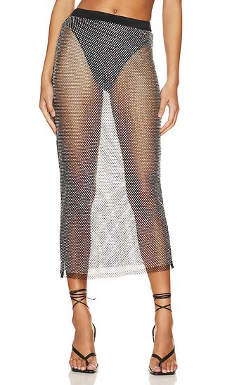 Aletta Diamante Mesh Skirt in Silver & Black | Revolve Clothing (Global)