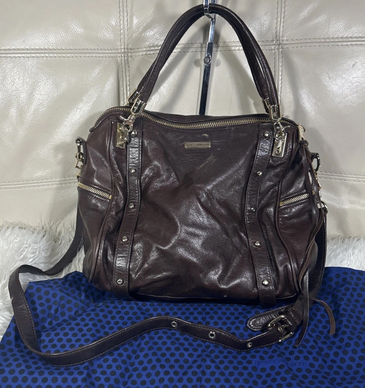 Rebecca Minkoff Bag Cupid  2Way Satchel $425 Rare Color Brown FreeShip Crossbody | eBay AU