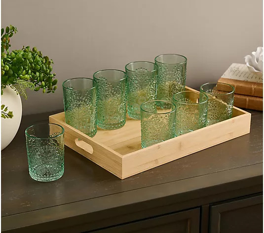 Home Reflections Set of 8 Glasses with Tray - QVC.com | QVC