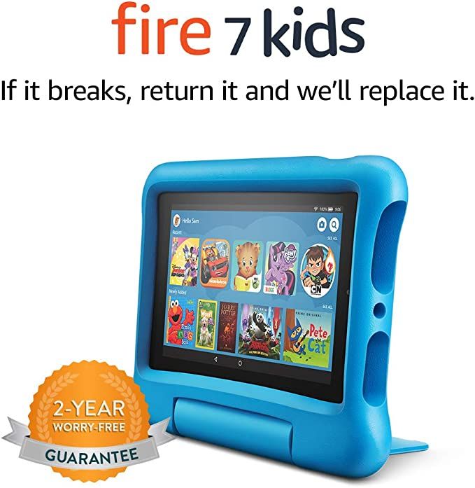 Fire 7 Kids tablet, 7" Display, ages 3-7, 16 GB, (2019 release), Blue Kid-Proof Case | Amazon (US)