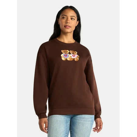 Women s Teddy Bears Embroidered Graphic Sweatshirt with Long Sleeves Sizes XXS-XXL | Walmart (US)