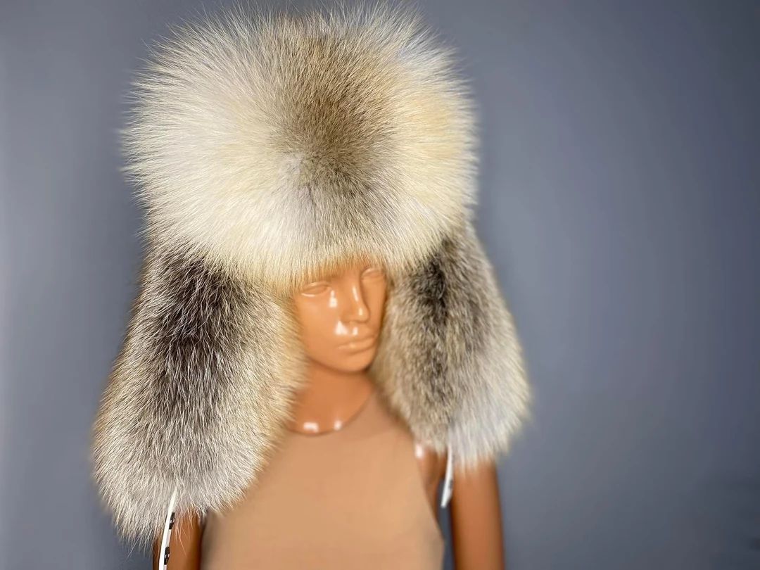 Golden island fox fur trapper hat (adjustable) (Saga Furs) | Etsy (US)
