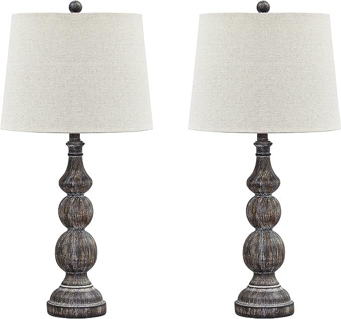 Signature Design by Ashley Mair Rustic Farmhouse Poly Table Lamp Set of 2, Gray | Amazon (US)