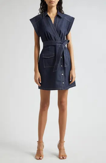 Tena Tie Waist Denim Minidress | Nordstrom
