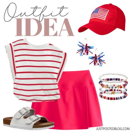 Cute look for the 4th of July - red skirt, red striped top, USA

#LTKSeasonal #LTKStyleTip #LTKFindsUnder50