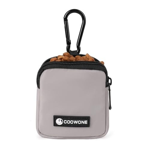 COOWONE Dog Treat Pouch Pocket Sized Pet Puppy Training Pouch for Dog Training Behavior Aids, Waterproof Nylon Fabric Dog Poop Bag Holder, Hands Free Dog Walking Bag with Metal Carabiner (Grey) | Amazon (US)