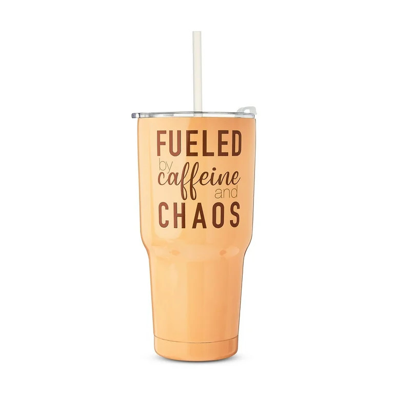 Mother's Day Fueled by Caffeine Stainless Steel Tumbler with Straw, Brown, 32 fl oz, by Way To Ce... | Walmart (US)