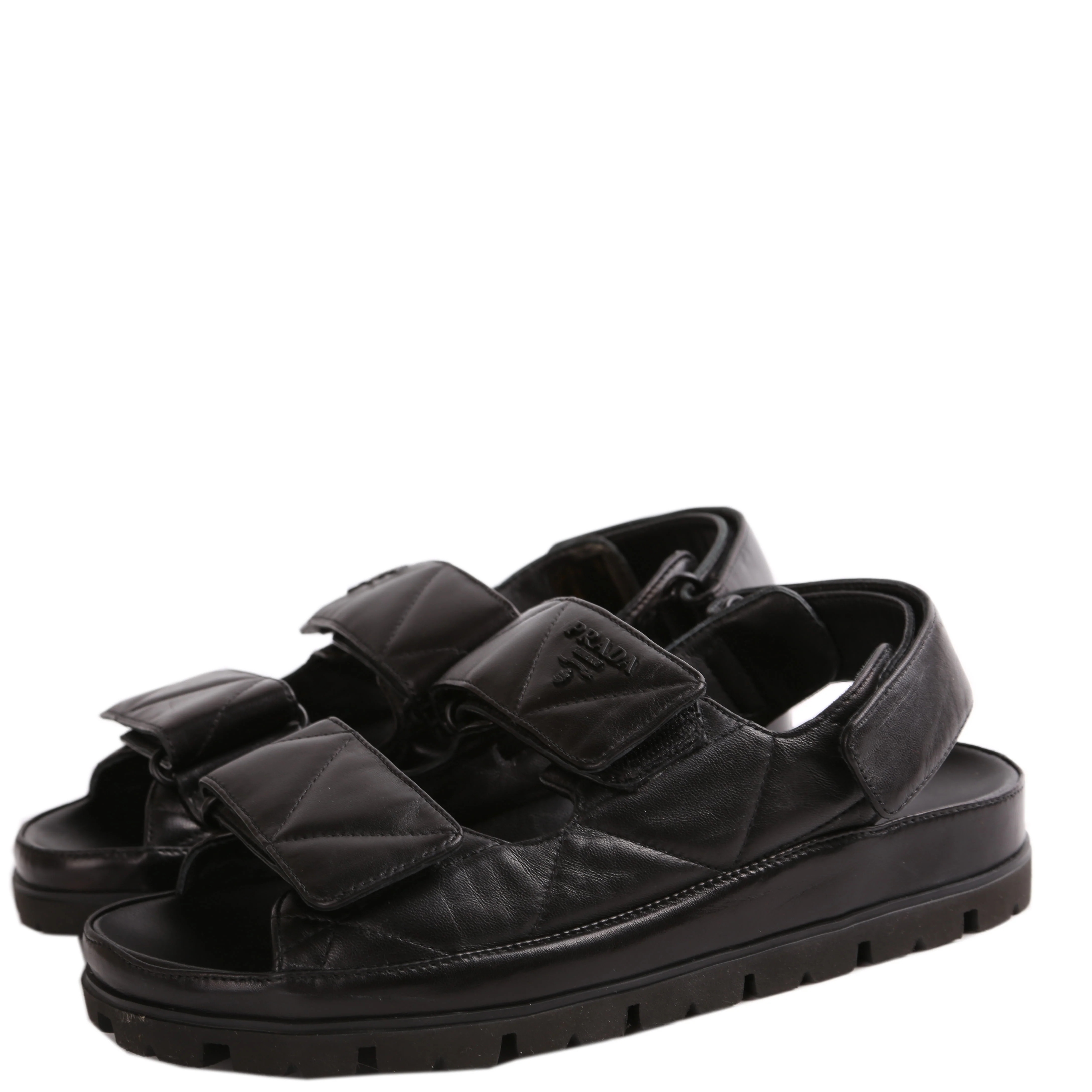 Slickback Quilted Sandals Size 37 | Keeks Designer Handbags